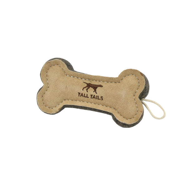 Natural Leather & Wool Bone Toy - 6"