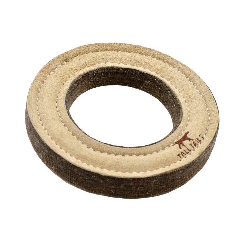 Natural Leather & Wool Ring Toy - 7"