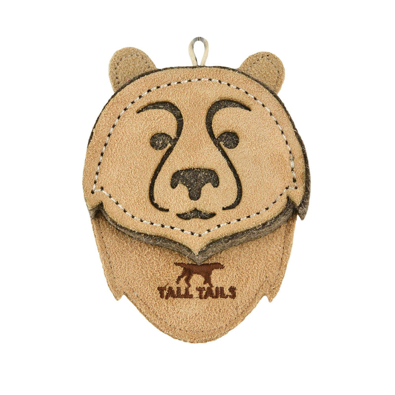 Natural Leather & Wool Bear Toy - 4"